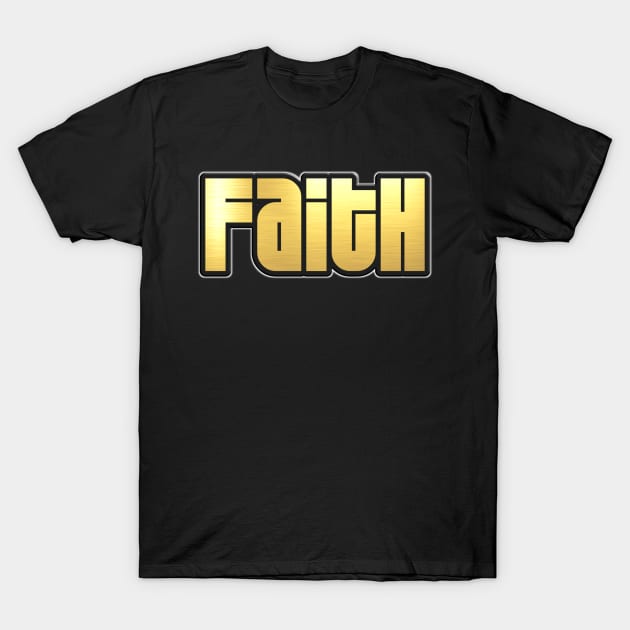 Shiny black and Gold FAITH word ver4 T-Shirt by Donperion